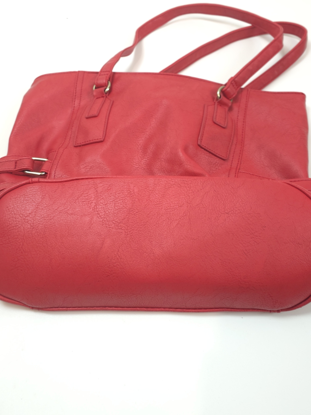 Rampage Red Faux-Leather Distressed Purse with Gold Accents - Picture 6 of 11